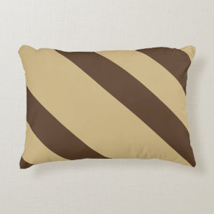 Drôle Brown Diagonal Stripes Coussin rond