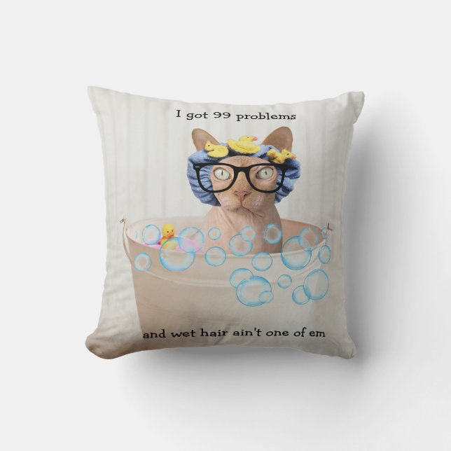 Drôle Bubble Bain Sphynx Chat Lève Oreiller (Recto)