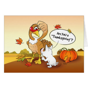 Drôle Bull Terrier Cartoon Thanksgiving Card