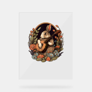 Drôle Bunny Jouer Banjo Guitare Musique Rabbit Hap