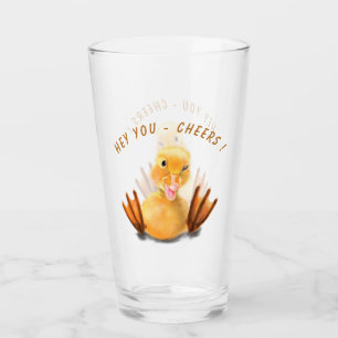 Drôle cadeau en verre avec un canard heureux - Bra