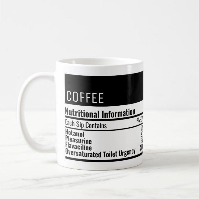 Drôle café information nutritionnelle café tasse d (Gauche)