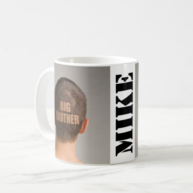 Drôle café Mug Big Brother Haircut Tête rasée (Devant gauche)