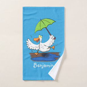 Drôle canard avec parapluie dessin animé