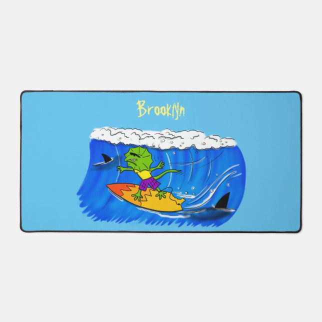 Drôle caricature de surf de lézard au cou (Recto)