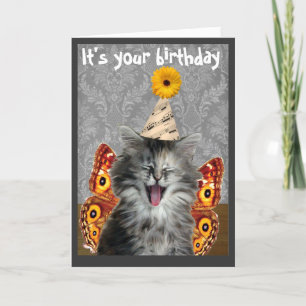 Drôle carte d'anniversaire de chat ou invitation