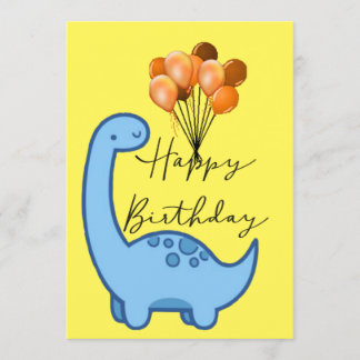 Drôle carte d'anniversaire dinosaure bleu