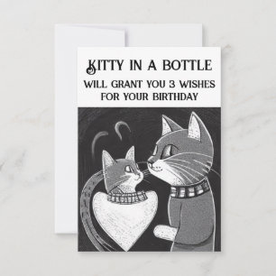 Drôle carte d'anniversaire Kitty dans une bouteill