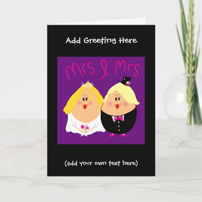 Drôle carte de mariage Mme et Mme Lesbian - egghea (Devant)