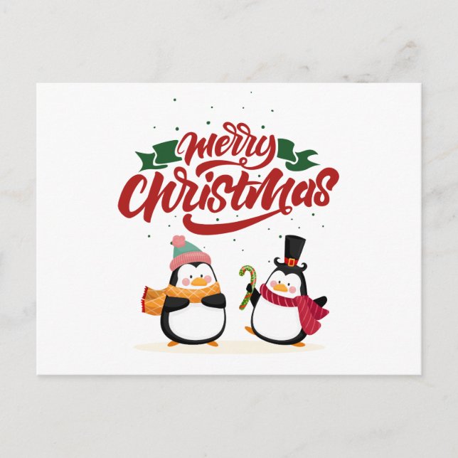 Drôle Carte de Noël Pingouin, Joyeux Noël (Devant)
