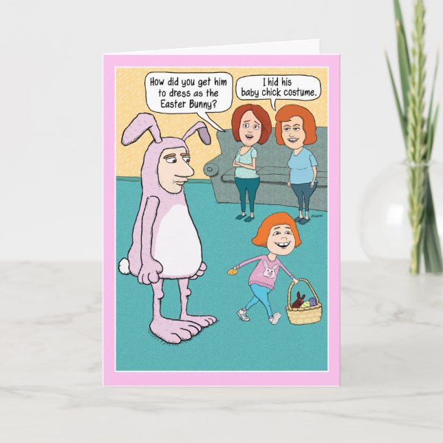 Drôle Carte de Pâques : Costume lapin (Devant)
