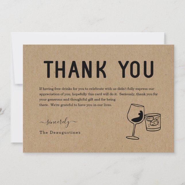 Drôle Carte de remerciements de boissons gratuites (Devant)