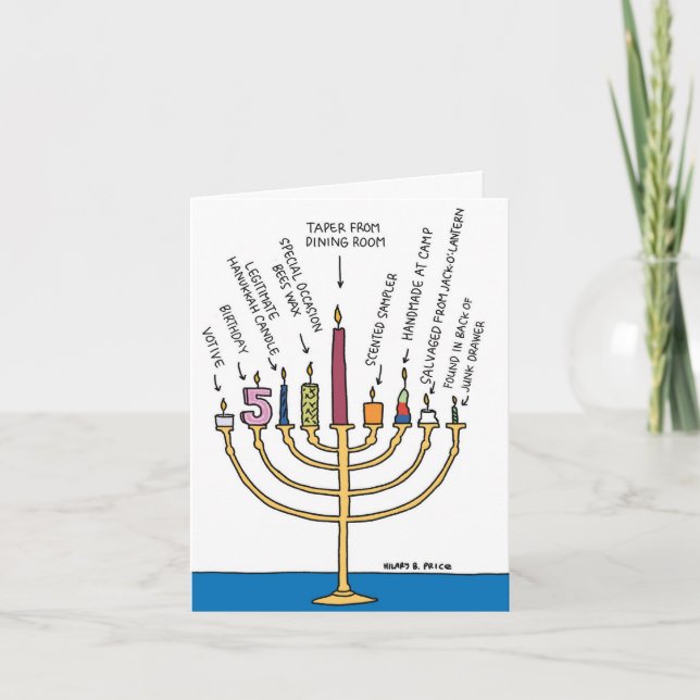 Drôle Carte de voeux Chanukah - Minorah bougies (Devant)