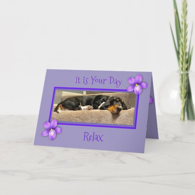 Drôle carte "Fête des Mères" avec Basset Hound Chi (Devant)