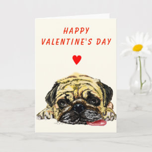 Drôle carte Saint Valentin avec chien Carlin