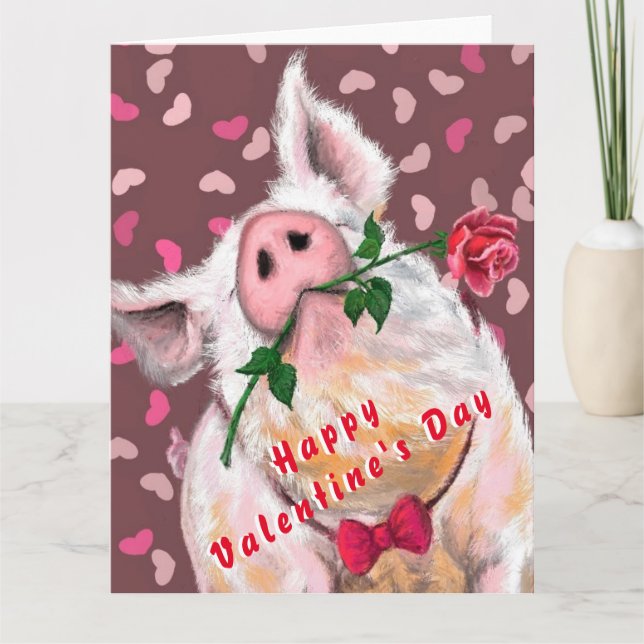 Drôle carte Saint Valentin avec Gentleman Piggy (Devant)