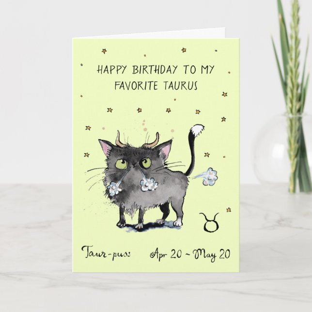 Drôle carte Taureau Zodiaque Chat Signe du zodiaqu (Devant)