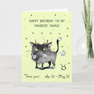 Drôle carte Taureau Zodiaque Chat Signe du zodiaqu