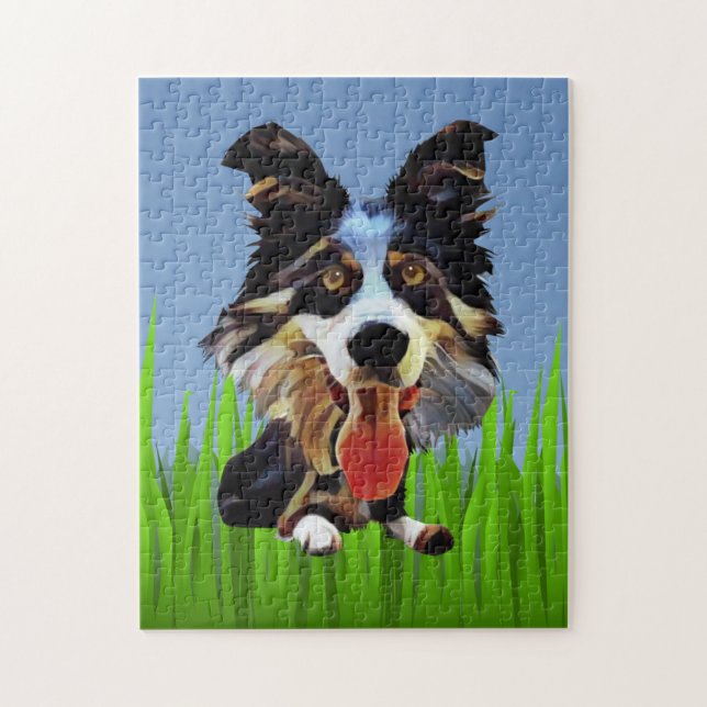 Drôle Carton Bordure Collie 252 Piece Puzzle (Vertical)