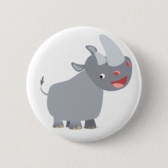 Drôle Carton Rhino Bouton Badge (Devant)