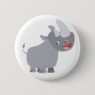 Drôle Carton Rhino Bouton Badge