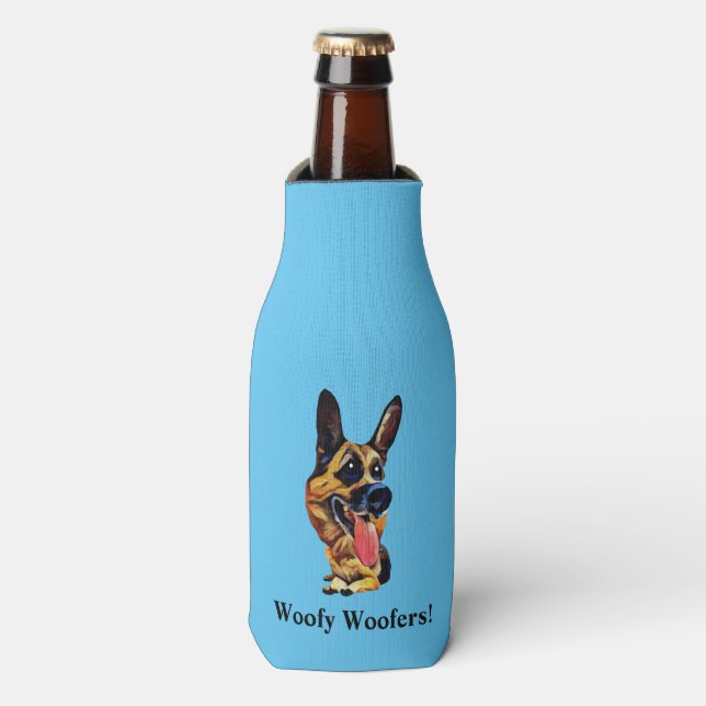Drôle Cartoon Allemand Berger Glacière bouteille (Bottle Devant)