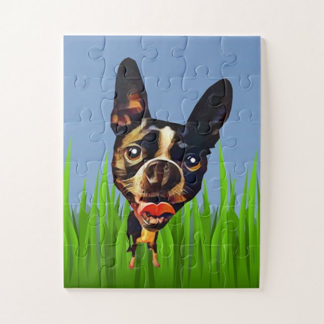 Drôle Cartoon Boston Terrier Puzzle pour enfants (Vertical)
