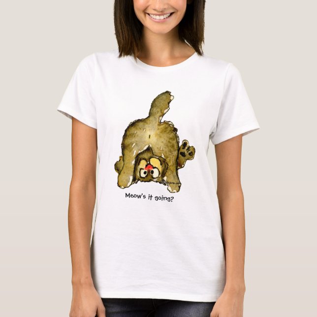 Drôle Cartoon Cat Meow ça va ? Tshirt (Devant)