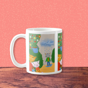 Drôle Cartoon Cats Café Mug avec nom