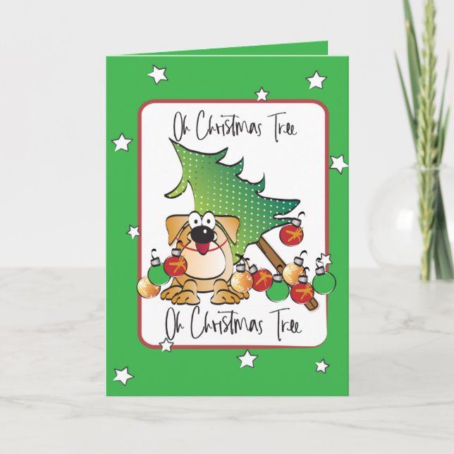Drôle Cartoon Chien Amant Pet Carte de Noël (Devant)