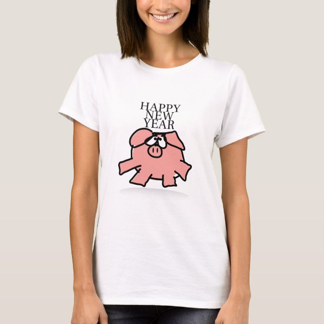Drôle Cartoon Cochon Année 2019 Femme T-shirt (Devant)