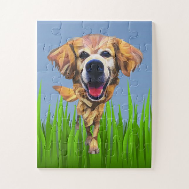 Drôle Cartoon Golden Retriever Puzzle pour enfants (Vertical)