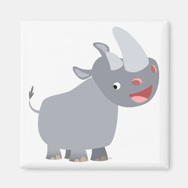 Drôle Cartoon Rhino Magnet (Devant)