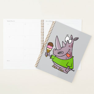 Drôle Cartoon Rhino Manger de la crème glacée mign