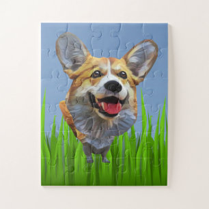 Drôle Cartoon Welsh Corgi Chien 30 Piece Puzzle
