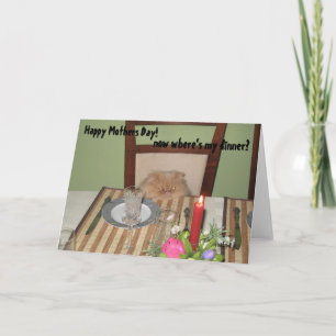 Drôle Chat a besoin Dîner Carte de fête de la mère