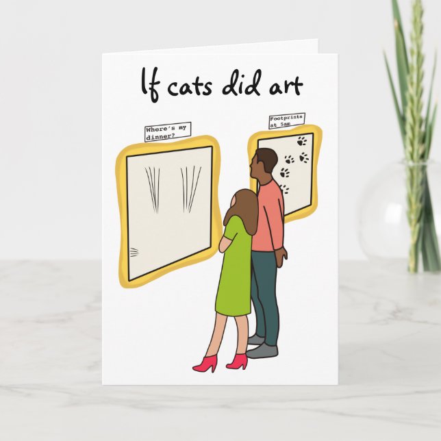 Drôle chat art carte d'anniversaire pour chat papa (Devant)