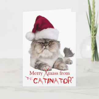 Drôle Chat Cranky "Le Catinateur" carte de Noël