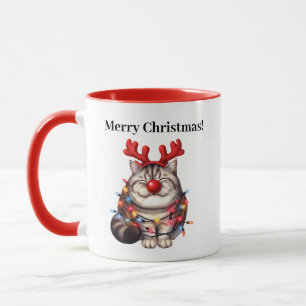 Drôle chat de Noël Mug