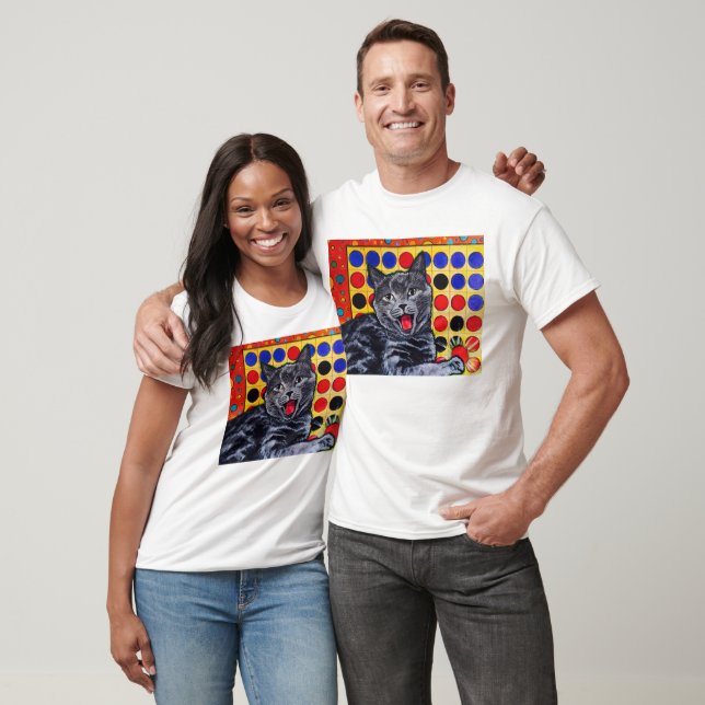 Drôle chat jouant un t-shirt de jeu. (Unisexe)