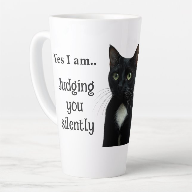 Drôle chat noir en céramique Mug (Angle gauche)