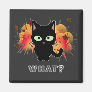 Drôle Chat Noir Quelle Cute Kitten Aimants Humour 