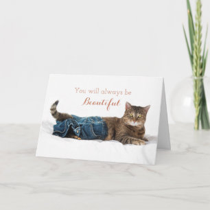 Drôle Chat portant des jeans Carte d'anniversaire