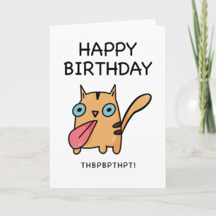 Drôle Chat qui sort la langue Bonne carte d'annive