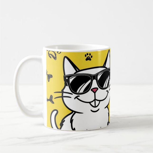 Drôle Chat tasse de café Cartoon chat (Gauche)