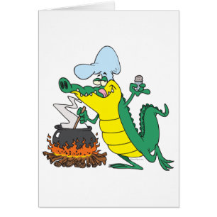drôle chef cuisine gator alligator dessin animé