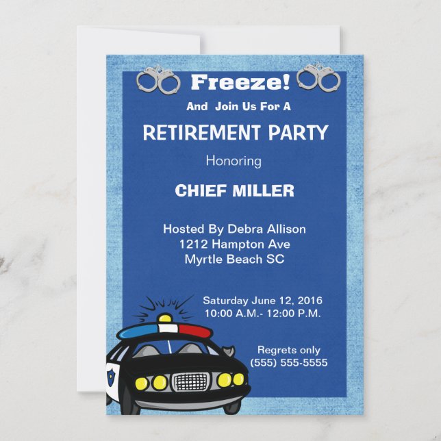 Drôle Chef de la police Retraite Invitation (Devant)