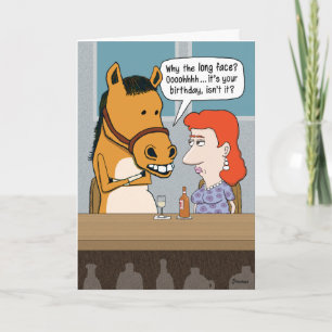 Drôle Cheval à long visage carte d'anniversaire