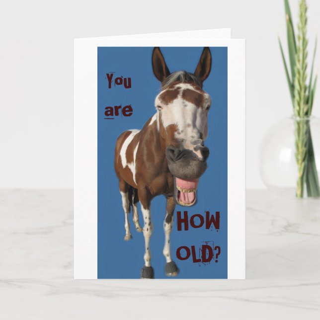 Drôle cheval bâillonnant carte d'anniversaire - Vo (Devant)
