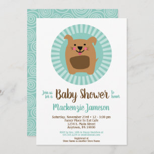 Drôle Chien Chiot Neutral Baby shower Invitation